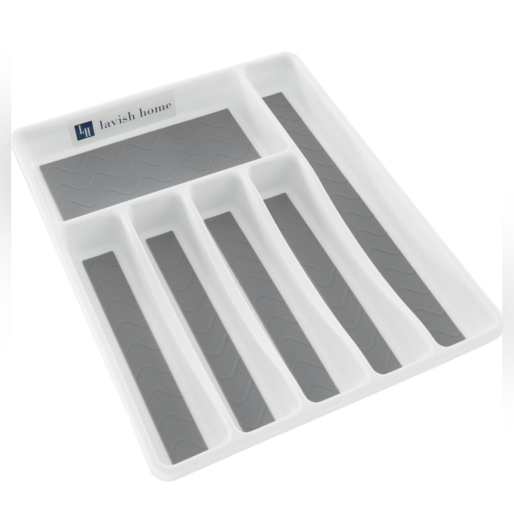 Lavish Home Silverware Drawer Organizer with Six Sections and Nonslip Tray, Desk